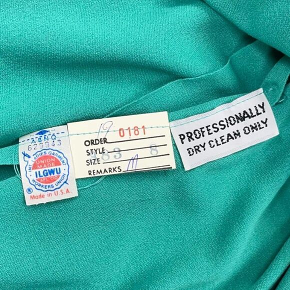 Vintage 70’s Jerry Silverman by Saulino Midi Dress Size Medium Green - Picture 6 of 7